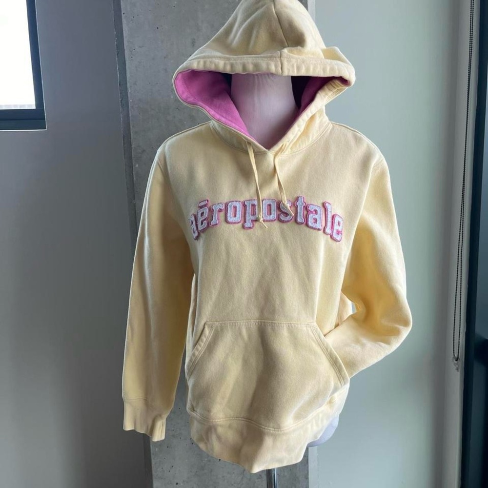 Aeropostale Yellow Hoodie with Pink Accents